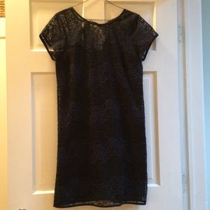 LOFT Black & navy lace shift dress